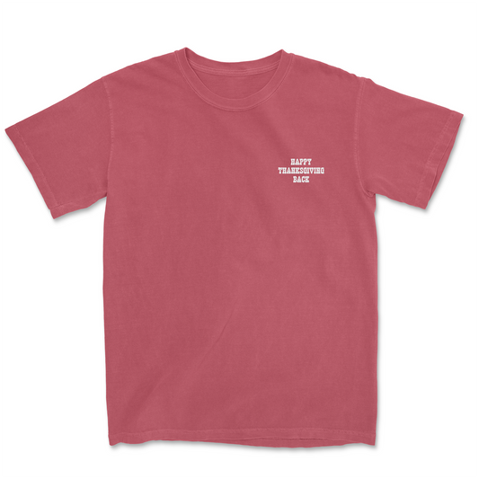 HAPPY THANKSGIVING BACK EMBROIDERED TEE