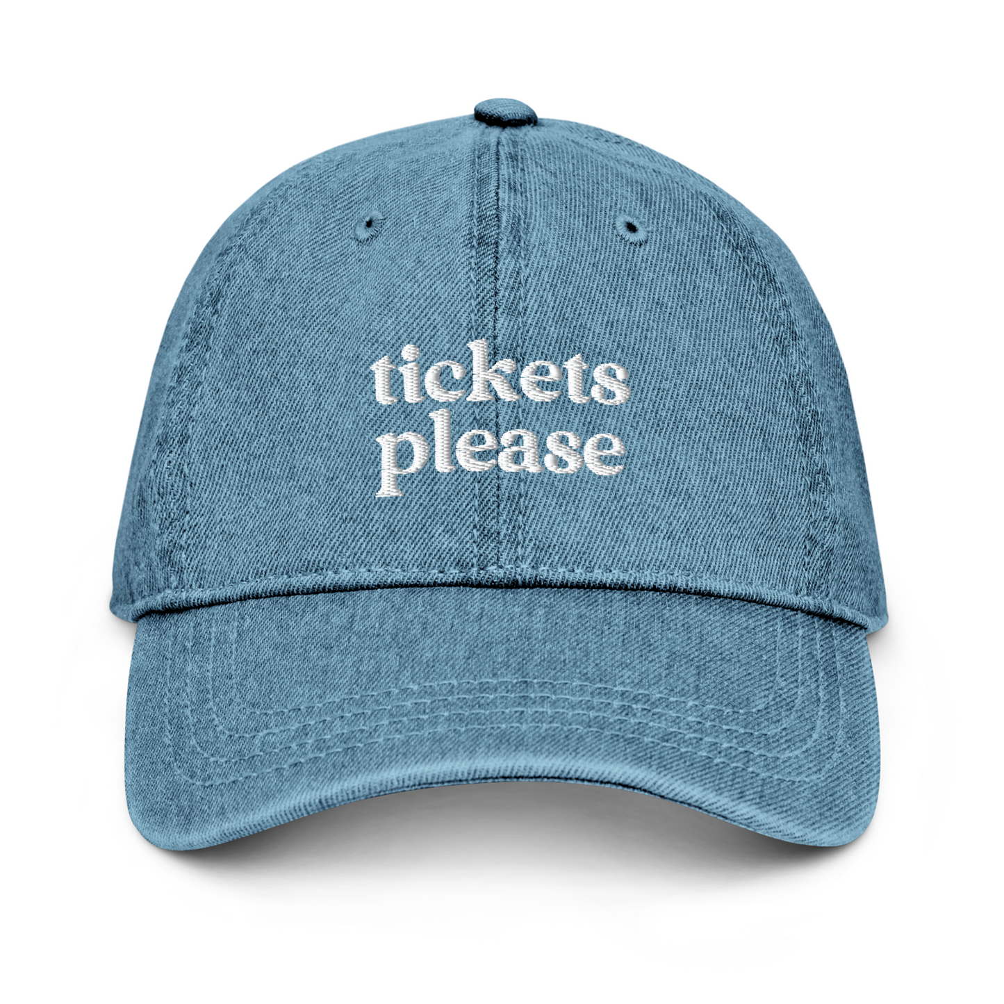 TICKETS PLEASE DENIM LOGO HAT