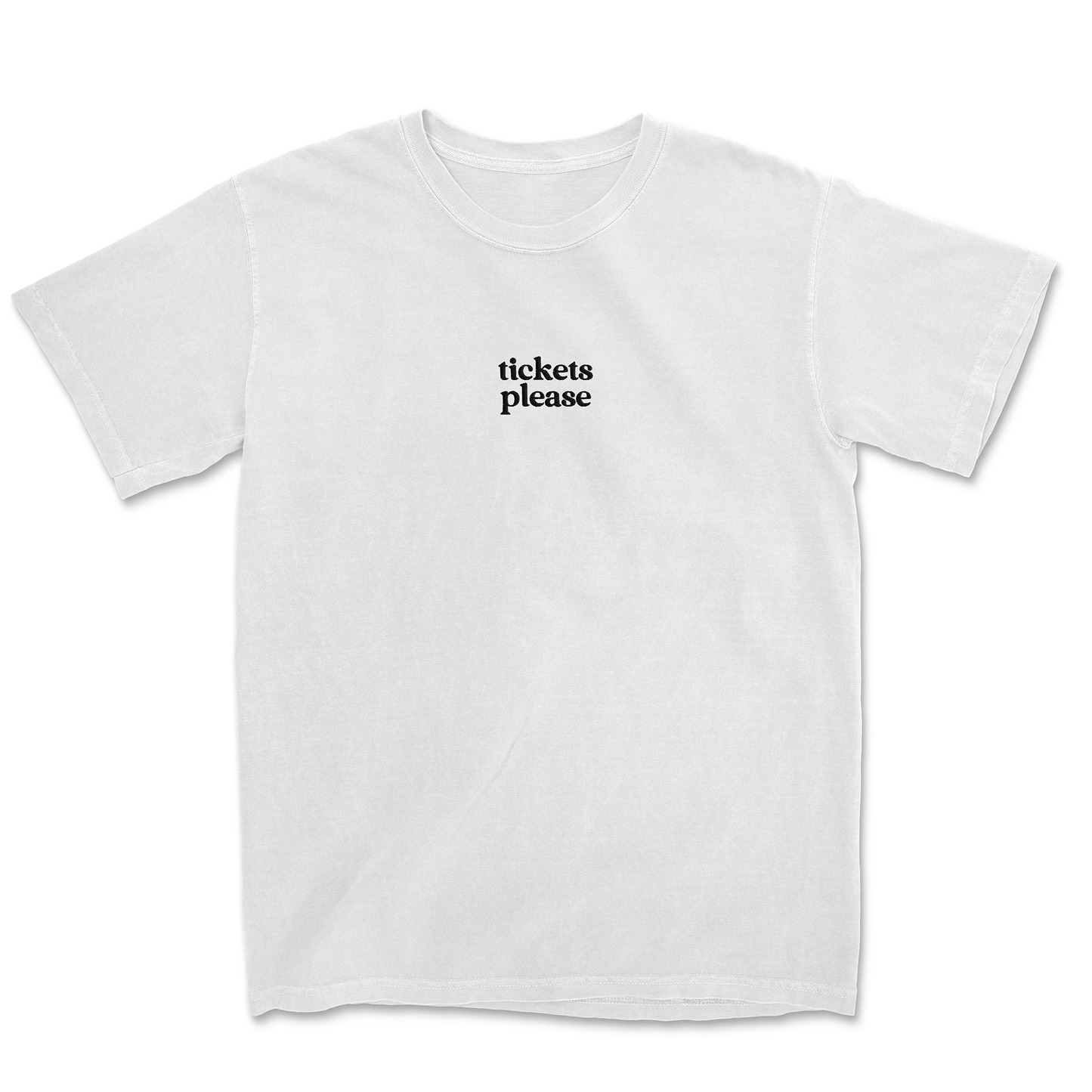 TICKETS PLEASE EMBROIDERED LOGO TEE